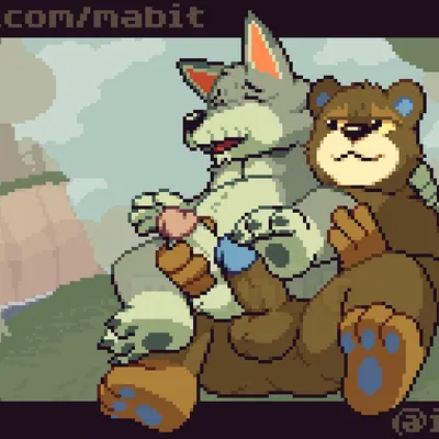 dobie (animal crossing), grizzly (animal crossing) (animal crossing, nintendo) created by mabit