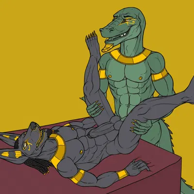 anubis, sobek (egyptian mythology, middle eastern mythology) created by anubianoddity