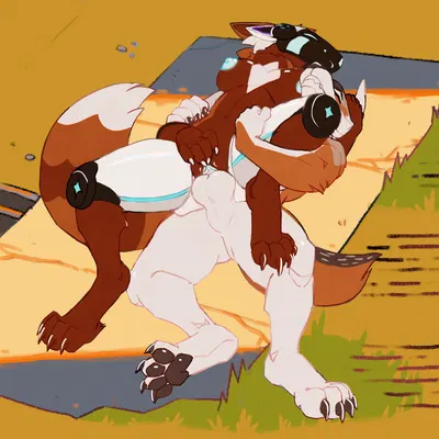 jack-jackal (character), ryn-protogen (character) created by twostrokemouse, woolfe