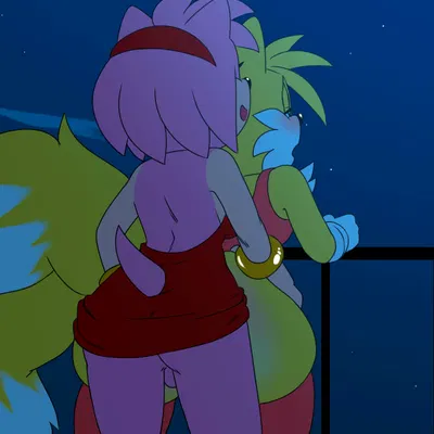 amy rose, miles prower (sega, sonic the hedgehog (series)) created by krazyelf