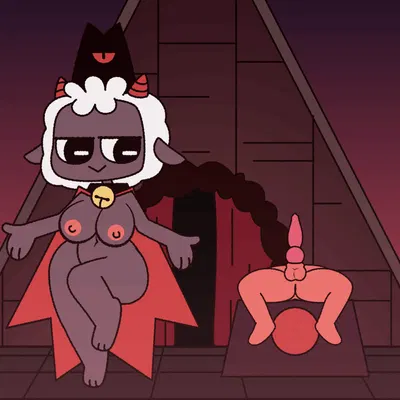 follower (cult of the lamb), lamb (cult of the lamb), red crown (cult of the lamb) (cult of the lamb, massive monster (studio)) created by rismo