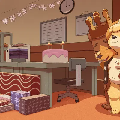 copper (renabu), isabelle (animal crossing), tom nook (animal crossing) (animal crossing, christmas) created by renabu