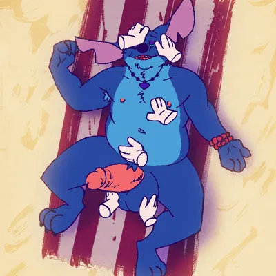 himbo stitch, stitch (lilo and stitch) (disney, lilo and stitch) created by romanwildernessofpain