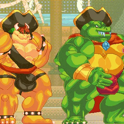 bowser, king k. rool (donkey kong (series), mario bros) created by morinetsu