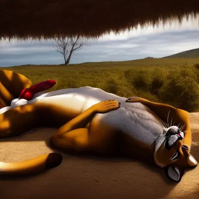 anthro, balls, belly, brown body