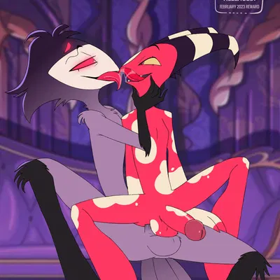 blitzo (helluva boss), stolas (helluva boss) (hellaverse, helluva boss) created by bikomation