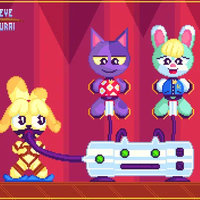 bob (animal crossing), isabelle (animal crossing), sasha (animal crossing) (animal crossing, nintendo) created by redeye samurai