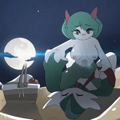 gaia (kirlia), sir gallade (nintendo, pokemon) created by cervikalova