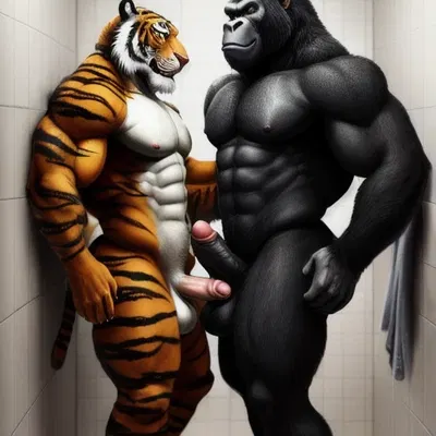 anthro, balls, black body, duo
