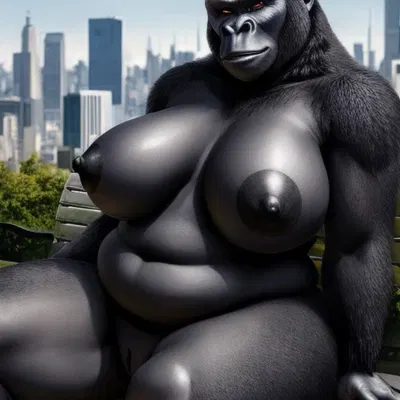 anthro, bench, big breasts, black nipples
