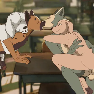 collot (beastars), jack (beastars), legoshi (beastars) (beastars, room 701) created by ai assisted, ai generated background