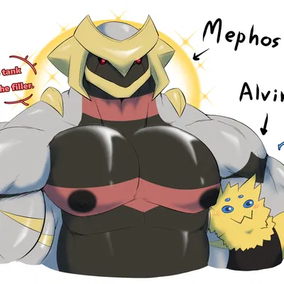 alvin (mels monster), mephos (mels monster) (nintendo, pokemon) created by mels monster