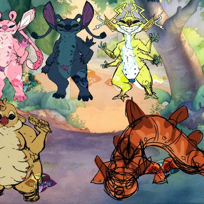 angel (lilo and stitch), reuben (lilo and stitch), sparky (lilo and stitch) (disney, lilo and stitch) created by yonnixart