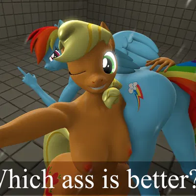 applejack (mlp), rainbow dash (mlp) (friendship is magic, hasbro) created by shadowr71