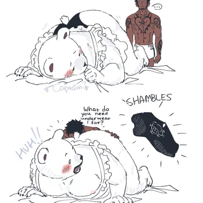 bepo (one piece), trafalgar law (one piece) created by nekokat42