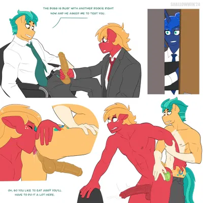 big macintosh (mlp), hitch trailblazer (mlp), princess luna (mlp) (friendship is magic, hasbro) created by shallowwin