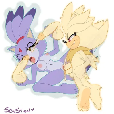 blaze the cat, silver the hedgehog, super silver (sega, sonic the hedgehog (series)) created by senshion