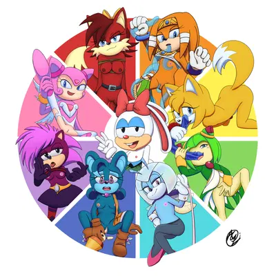carrottia (sonic), cosmo the seedrian, fiona fox (archie comics, color wheel challenge) created by innotsu