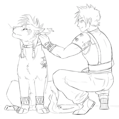 cloud strife, red xiii (final fantasy, final fantasy vii) created by championwhoops (artist)