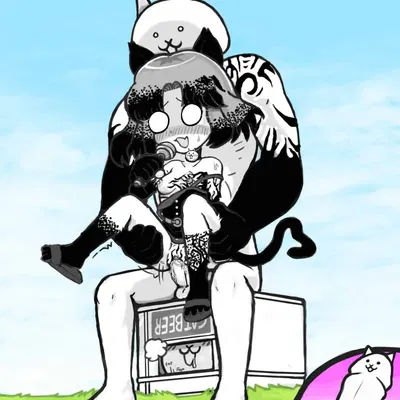 crazed moneko (the battle cats), crazed titan cat (ponos corp., the battle cats) created by gordian (artist)