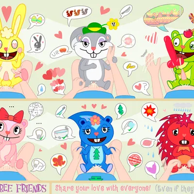 cuddles (htf), flaky (htf), giggles (htf) (animaniacs, happy tree friends) created by johnbrain93