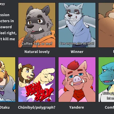 dave (password), dean (password), hoss (password) (mythology, password (visual novel)) created by aciag