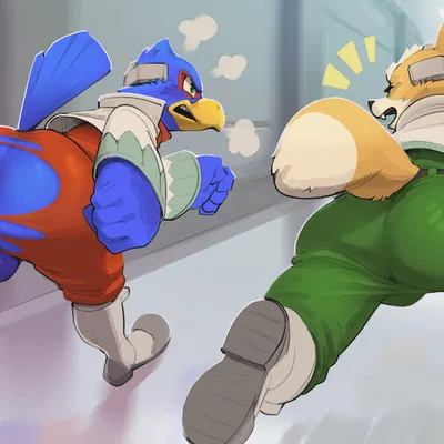 falco lombardi, fox mccloud (nintendo, star fox) created by unsavoryimpcat