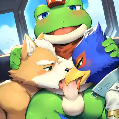 falco lombardi, fox mccloud, slippy toad (nintendo, star fox) created by shagsterp