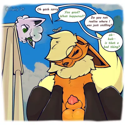 fan character, flur (firevulpes), juniper (coffeefly) (fakemon, nintendo) created by coffeefly