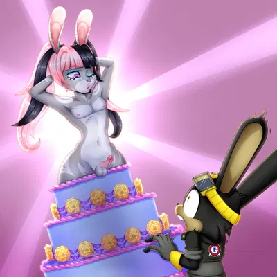 fan character, scrubby the rabbit (jaydiman), zoey (scrubbyboi) created by damoart