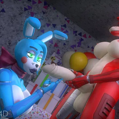 foxy (fnaf), toy bonnie (fnaf) (five nights at freddy's, five nights at freddy's 2) created by foxyartistc4d