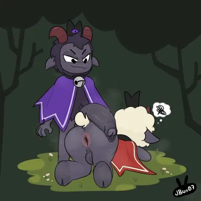 goat (cult of the lamb), lamb (cult of the lamb), purple crown (cult of the lamb) (cult of the lamb, massive monster (studio)) created by jbun07