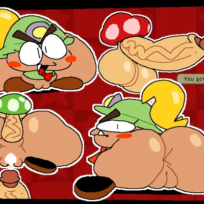 goombella, mario, squidward tentacles (mario bros, nickelodeon) created by superiorfox