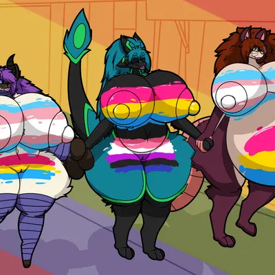 hyla (firepawdacat), kitty (firepawdacat), ralena/ralaku (lgbt pride month) created by firepawdacat