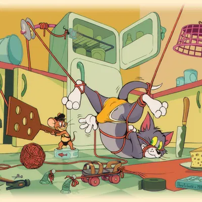 jerry mouse, thomas cat (metro-goldwyn-mayer, tom and jerry) created by catsnbriefs, cedamuc1