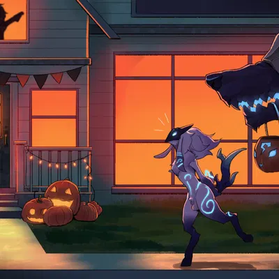 kindred (lol), lamb (lol), wolf (lol) (halloween, league of legends) created by tenebscuro