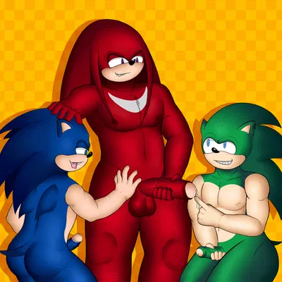 knuckles the echidna, scourge the hedgehog, sonic the hedgehog (archie comics, sega) created by azusagp