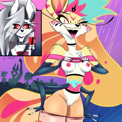 loona (helluva boss), queen bee-lzebub (helluva boss) (hellaverse, helluva boss) created by crunkerton