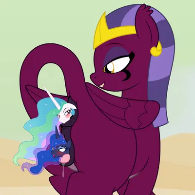 princess celestia (mlp), princess luna (mlp), sphinx (mlp) (friendship is magic, hasbro) created by badumsquish