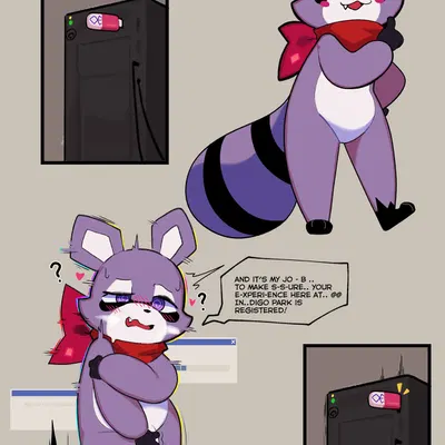 rambley raccoon (indigo park) created by kyurisawa