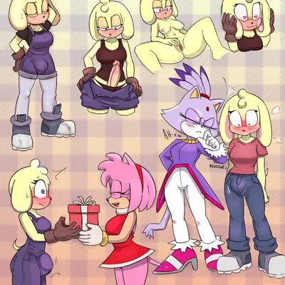 amy rose, blaze the cat, fan character (sega, sonic the hedgehog (series)) created by souley69