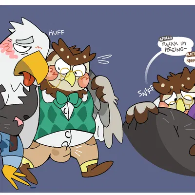 apollo (animal crossing), blathers (animal crossing) (animal crossing, nintendo) created by tomnookusedjock