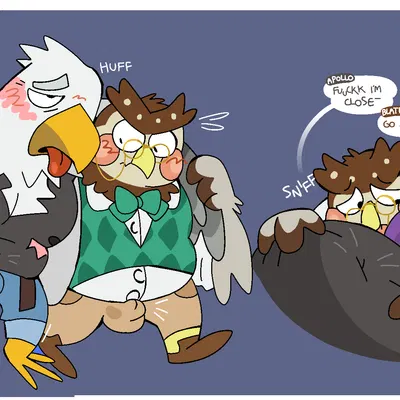apollo (animal crossing), blathers (animal crossing) (animal crossing, nintendo) created by tomnookusedjock