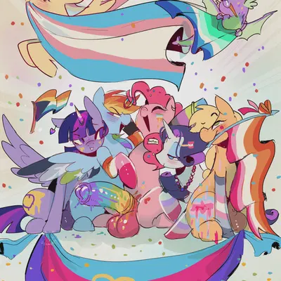 applejack (mlp), fluttershy (mlp), mane six (mlp) (friendship is magic, hasbro) created by sinful pie