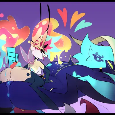 asmodeus (helluva boss), queen bee-lzebub (helluva boss) (hellaverse, helluva boss) created by saucymist