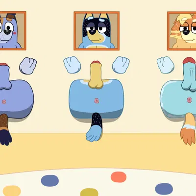 bandit heeler, radley heeler, stripe heeler (bluey (series)) created by reggie rakun