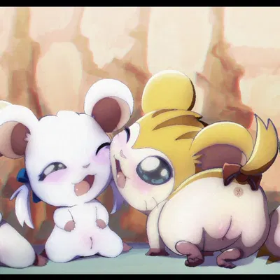 bijou (hamtaro), pashmina (hamtaro), penelope (hamtaro) (hamtaro (series)) created by zoruken