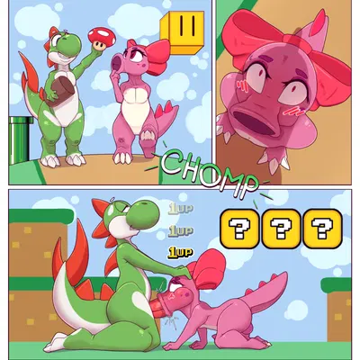 birdo (character), yoshi (character) (mario bros, nintendo) created by chapaevv