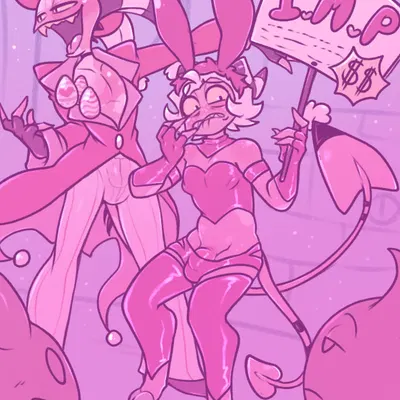 blitzo (helluva boss), moxxie (helluva boss) (easter, hellaverse) created by aipeco18