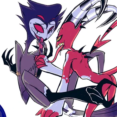 blitzo (helluva boss), stolas (helluva boss) (hellaverse, helluva boss) created by bubble pop sdk